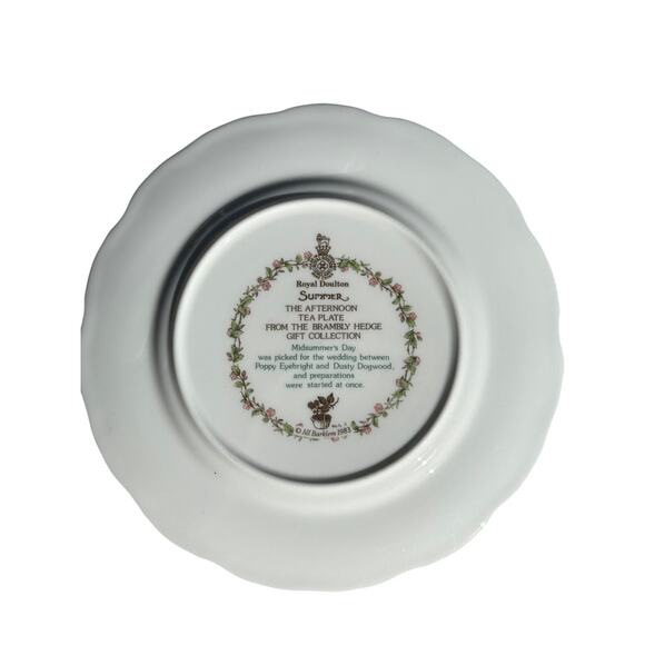 1983 Royal Doulton Brambley Hedge Four Seasons SUMMER Plate 6" - Picture 2 of 6